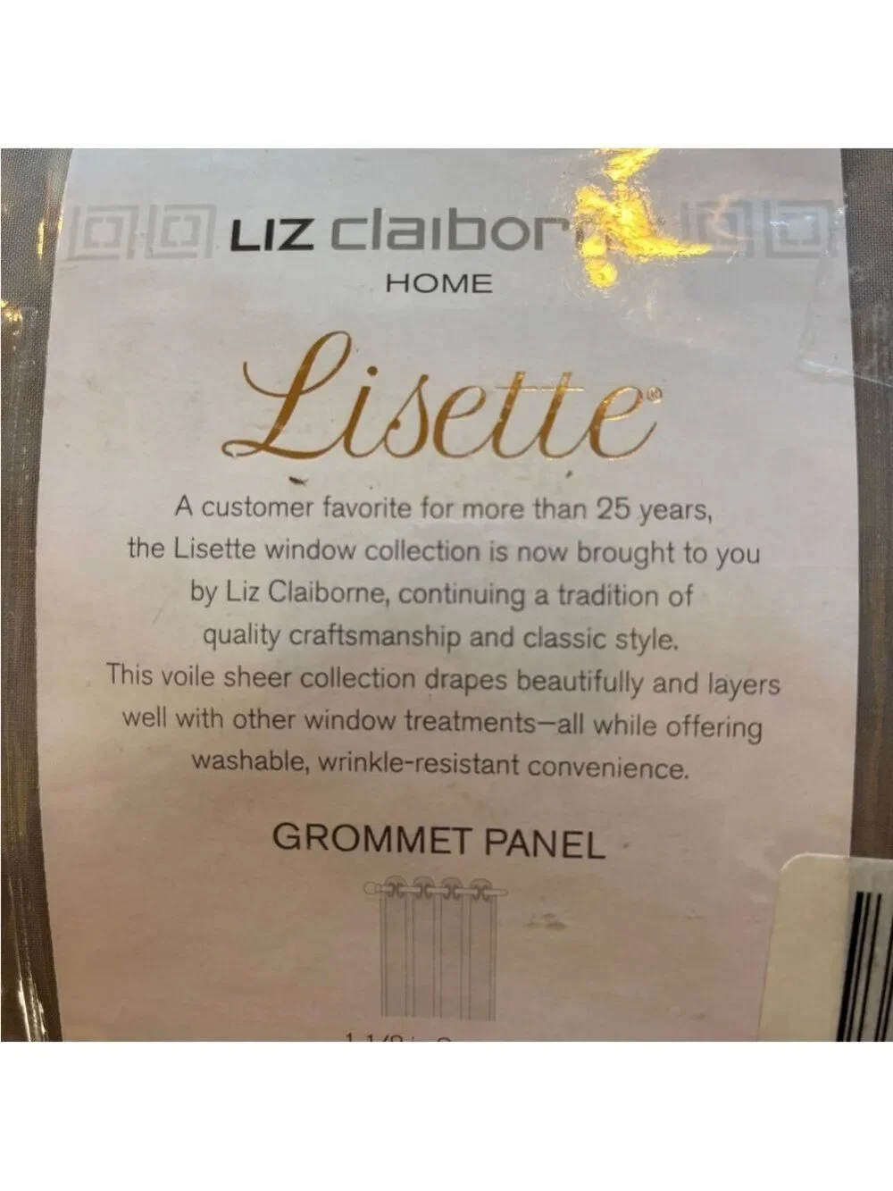 Liz Claiborne Grey Sheer Curtain Panel 50x95